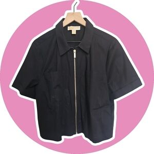 MICHAEL KORS ZIP FRONT CROP TOP